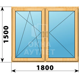 Двухстворчатое окно из сосны 1800×1500 ПО-П ОА-42580