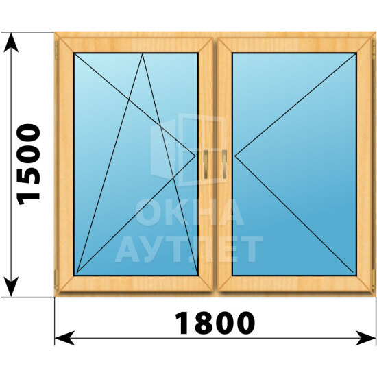 Двухстворчатое окно из сосны 1800×1500 ПО-П ОА-42580