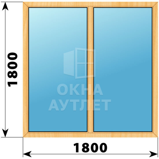 Двухстворчатое окно из сосны 1800×1800 Г-Г ОА-43311