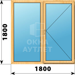 Двухстворчатое окно из сосны 1800×1800 Г-П ОА-43393