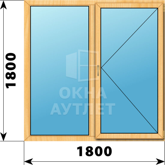 Двухстворчатое окно из сосны 1800×1800 Г-П ОА-43393