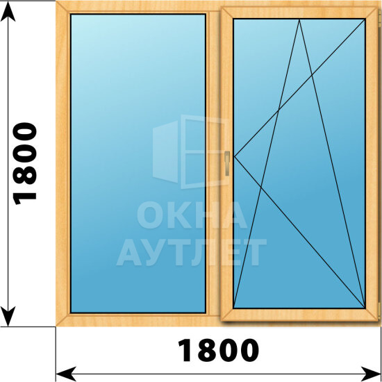 Двухстворчатое окно из сосны 1800×1800 Г-ПО ОА-42484