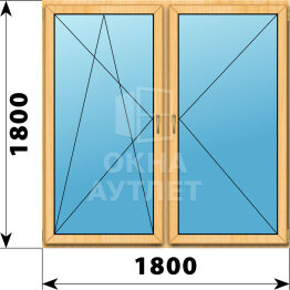 Двухстворчатое окно из сосны 1800×1800 ПО-П ОА-43465