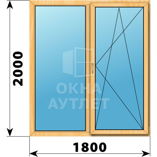Двухстворчатое окно из сосны 1800×2000 Г-ПО ОА-42574