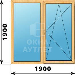 Двухстворчатое окно из сосны 1900×1900 Г-ПО ОА-42553