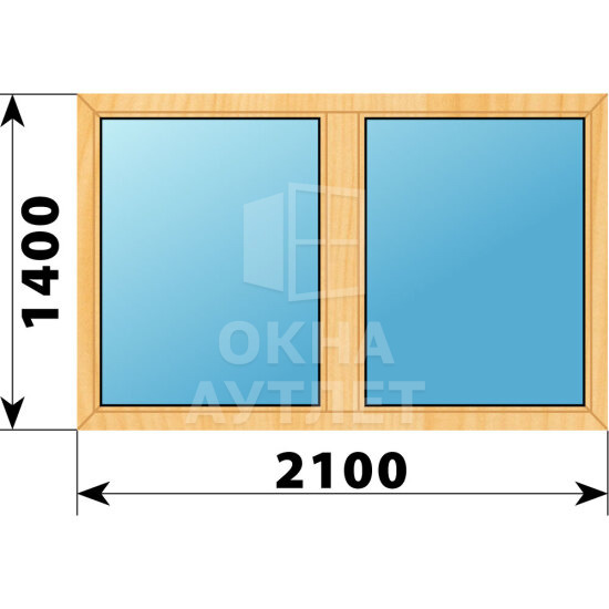 Двухстворчатое окно из сосны 2100×1400 Г-Г ОА-43267