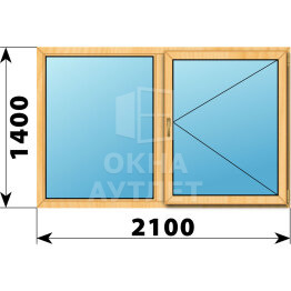 Двухстворчатое окно из сосны 2100×1400 Г-П ОА-42379