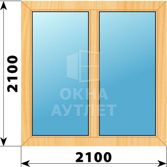 Двухстворчатое окно из сосны 2100×2100 Г-Г ОА-42406