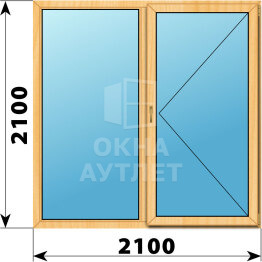 Двухстворчатое окно из сосны 2100×2100 Г-П ОА-42682