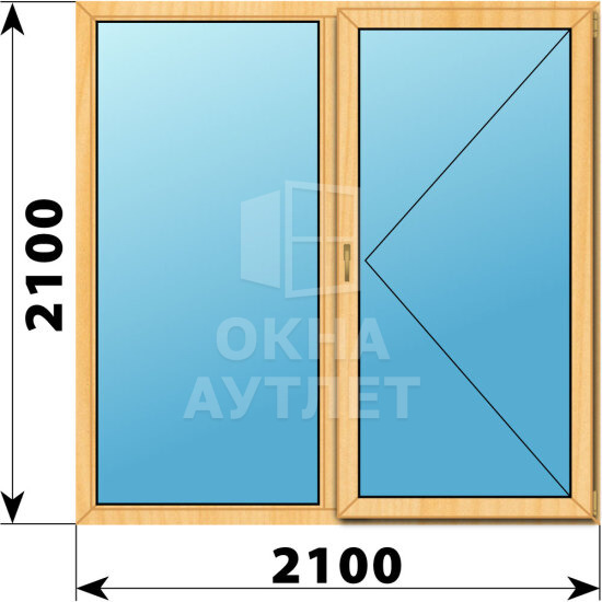 Двухстворчатое окно из сосны 2100×2100 Г-П ОА-42682