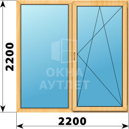 Двухстворчатое окно из сосны 2200×2200 Г-ПО ОА-42787
