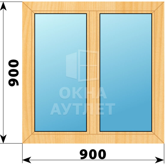 Двухстворчатое окно из сосны 900×900 Г-Г ОА-41161