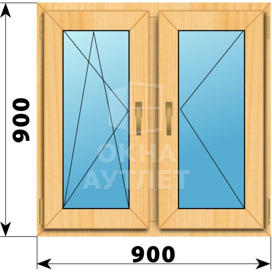 Двухстворчатое окно из сосны 900×900 ПО-П ОА-41908