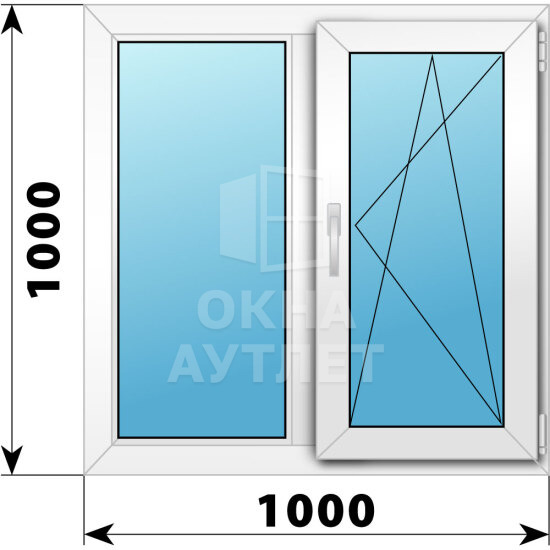 Двухстворчатое пластиковое окно 1000×1000 Г-ПО ОА-38728