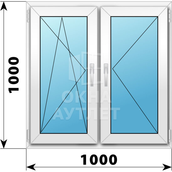 Двухстворчатое пластиковое окно 1000×1000 ПО-П ОА-39937