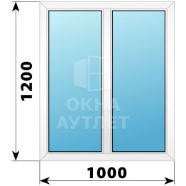 Двухстворчатое пластиковое окно 1000×1200 Г-Г ОА-39310