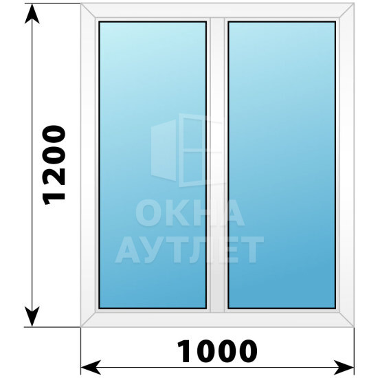 Двухстворчатое пластиковое окно 1000×1200 Г-Г ОА-39310