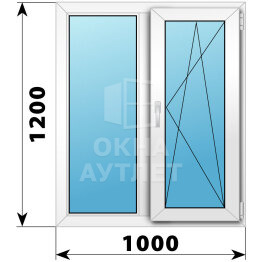 Двухстворчатое пластиковое окно 1000×1200 Г-ПО ОА-39742