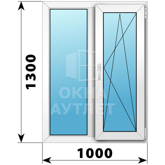 Двухстворчатое пластиковое окно 1000×1300 Г-ПО ОА-39787