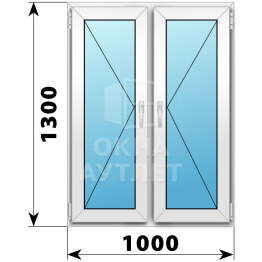 Двухстворчатое пластиковое окно 1000×1300 ПО-П ОА-40033
