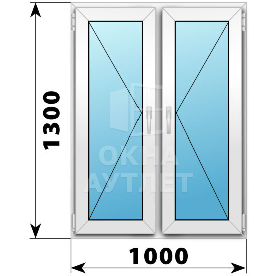 Двухстворчатое пластиковое окно 1000×1300 ПО-П ОА-40033