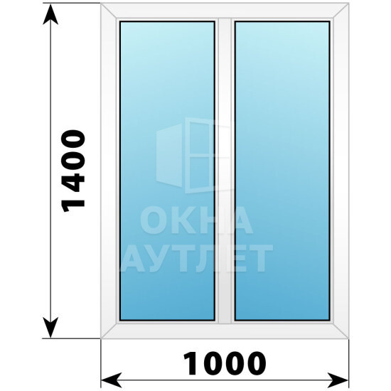 Двухстворчатое пластиковое окно 1000×1400 Г-Г ОА-39421