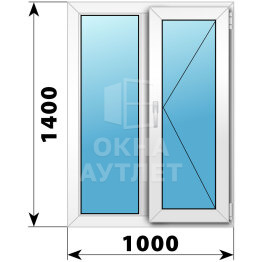 Двухстворчатое пластиковое окно 1000×1400 Г-П ОА-38189