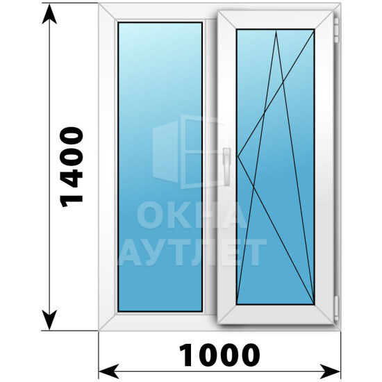 Двухстворчатое пластиковое окно 1000×1400 Г-ПО ОА-39868