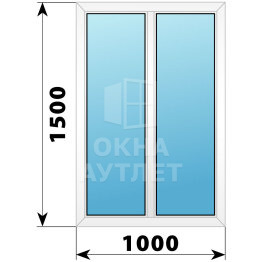 Двухстворчатое пластиковое окно 1000×1500 Г-Г ОА-38455