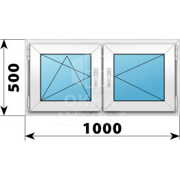 Двухстворчатое пластиковое окно 1000×500 ПО-П ОА-39601