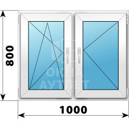 Двухстворчатое пластиковое окно 1000×800 ПО-П ОА-39760