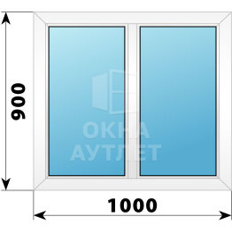 Двухстворчатое пластиковое окно 1000×900 Г-Г ОА-38129