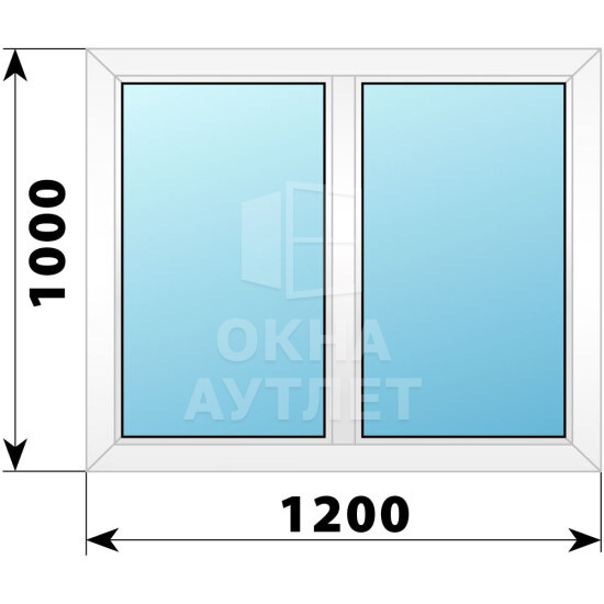Двухстворчатое пластиковое окно 1200×1000 Г-Г ОА-38704