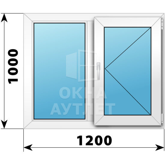 Двухстворчатое пластиковое окно 1200×1000 Г-П ОА-39628