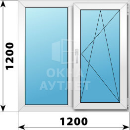 Двухстворчатое пластиковое окно 1200×1200 Г-ПО ОА-39832