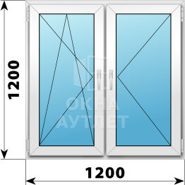 Двухстворчатое пластиковое окно 1200×1200 ПО-П ОА-40072