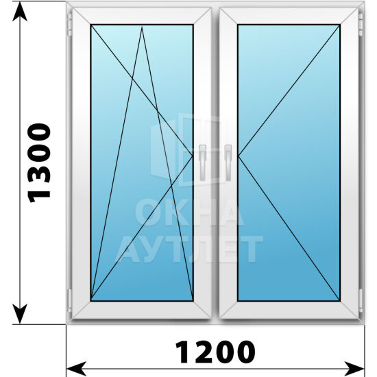 Двухстворчатое пластиковое окно 1200×1300 ПО-П ОА-40141