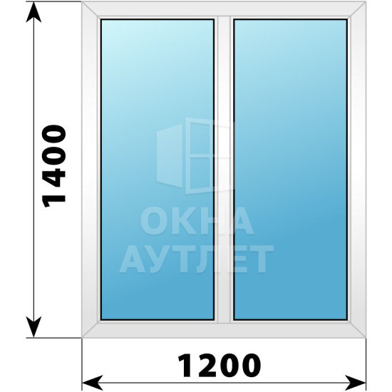 Двухстворчатое пластиковое окно 1200×1400 Г-Г ОА-39499