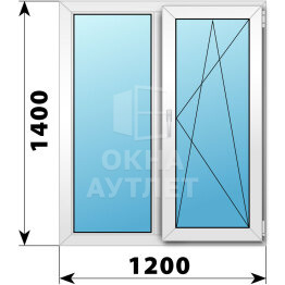 Двухстворчатое пластиковое окно 1200×1400 Г-ПО ОА-39946