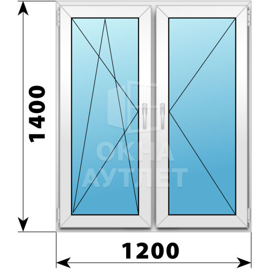 Двухстворчатое пластиковое окно 1200×1400 ПО-П ОА-40219