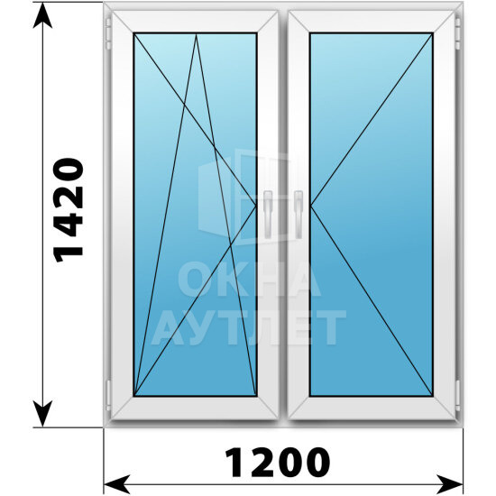 Двухстворчатое пластиковое окно 1200×1420 ПО-П ОА-40228