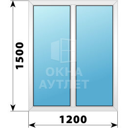Двухстворчатое пластиковое окно 1200×1500 Г-Г ОА-39586