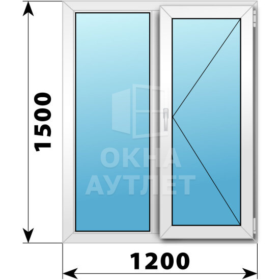 Двухстворчатое пластиковое окно 1200×1500 Г-П ОА-39949