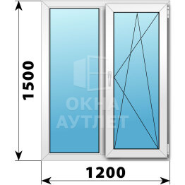 Двухстворчатое пластиковое окно 1200×1500 Г-ПО ОА-40003