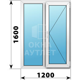 Двухстворчатое пластиковое окно 1200×1600 Г-П ОА-40036