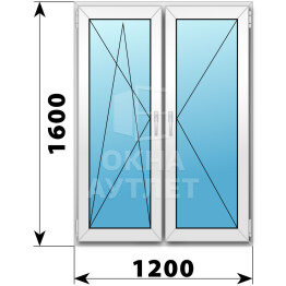 Двухстворчатое пластиковое окно 1200×1600 ПО-П ОА-40327