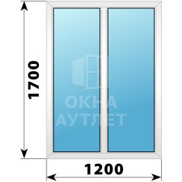 Двухстворчатое пластиковое окно 1200×1700 Г-Г ОА-39724