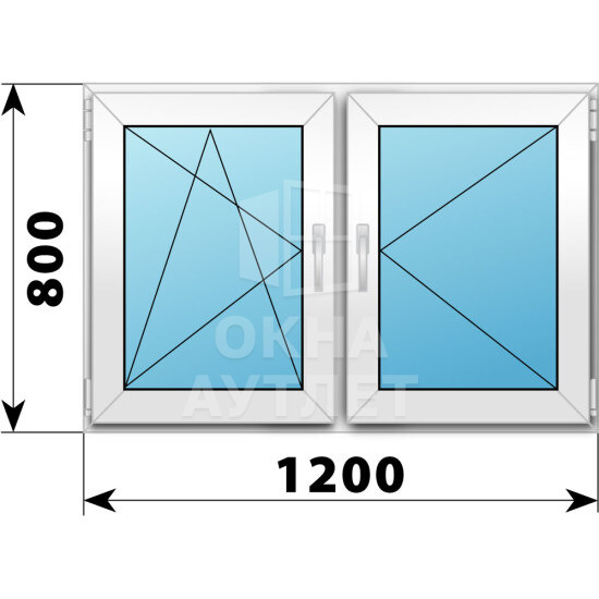 Двухстворчатое пластиковое окно 1200×800 ПО-П ОА-39835