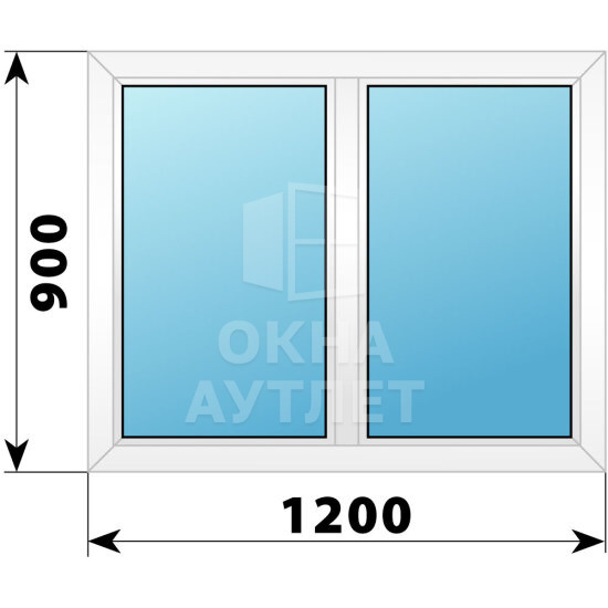 Двухстворчатое пластиковое окно 1200×900 Г-Г ОА-39259