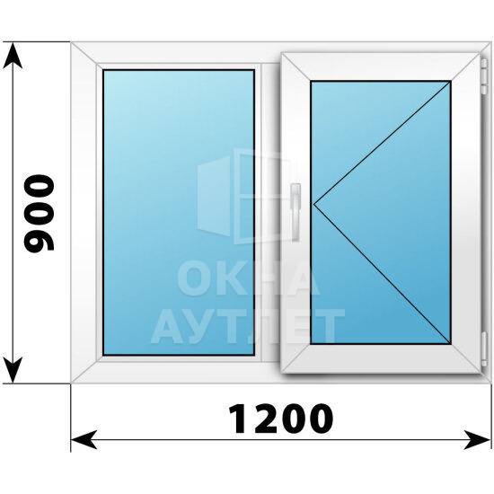 Двухстворчатое пластиковое окно 1200×900 Г-П ОА-39562